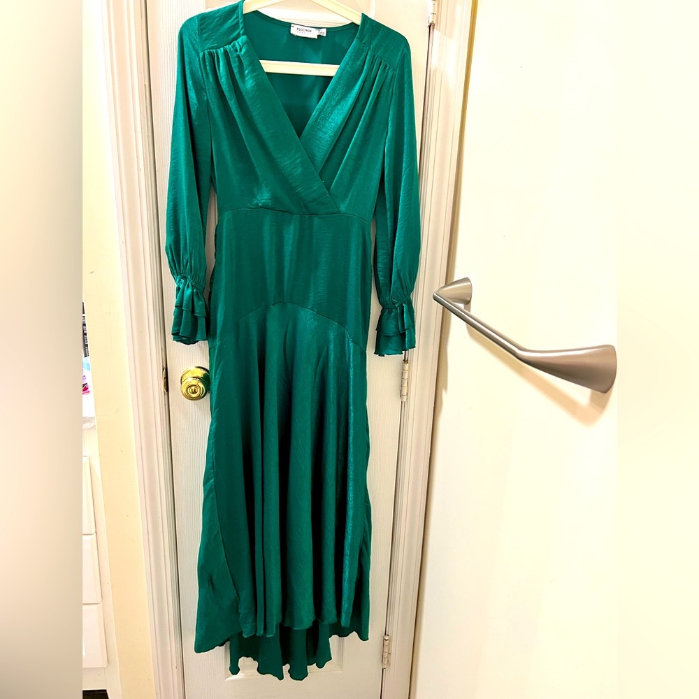 Glamorous green satin gown